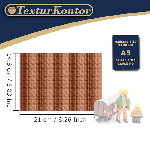 3 Sheets Self-Adhesive Decorative Film Roof Tiles for Model Making in Scale 1:87 Scale H0 (UK: 3.5 mm Scale) (Roof Shingles finca) - color: Roof Shingles Finca