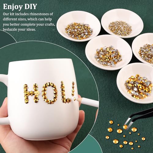 Resin Rhinestones for Crafting with B7000 Jewelry Glue, 1 Box Gold Flatback Crystals with 3Pcs 10ml Glue for Bedazzling Crafts DIY Nail Art Makeup，Non Hotfix Gems for Clothing Shoes - color: Copper Gold, size: 1 Small Pack with Glue