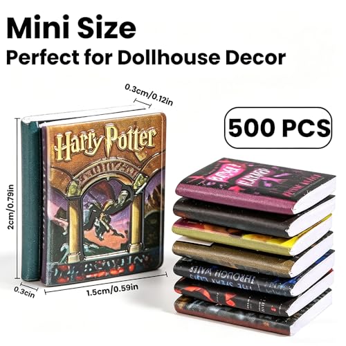 500pcs Mini Books Miniatures Dollhouse Books for Anxiety Bookshelf Library - style: 500pcs Mini Books
