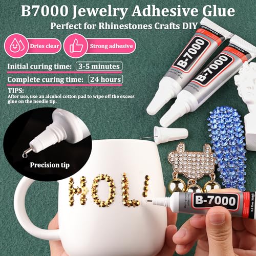 Resin Rhinestones for Crafting with B7000 Jewelry Glue, 1 Box Gold Flatback Crystals with 3Pcs 10ml Glue for Bedazzling Crafts DIY Nail Art Makeup，Non Hotfix Gems for Clothing Shoes - color: Copper Gold, size: 1 Small Pack with Glue