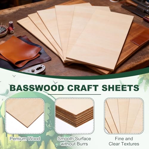 HARFINGTON 4pcs 3mm Basswood Plywood Sheet 12"x8"x1/8" Thin Plywood Board - size: 12"x8"x1/8"(3mm Thick)