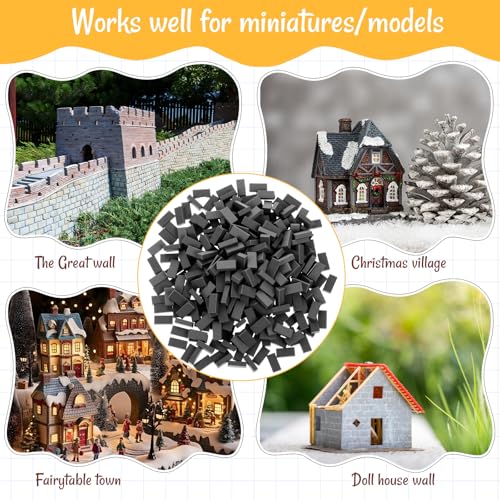 Civaner 350 Pcs Miniature Model Bricks for Crafts, 1/35 Scale,Black - color: Black
