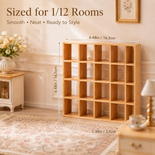 Toddmomy Mini House Furniture Wooden Storage Rack 1/12 Scale Dollhouse Shelf for Miniatures Mini House Accessory for Display Micro Scene Decor and Dollhouse Room Styling