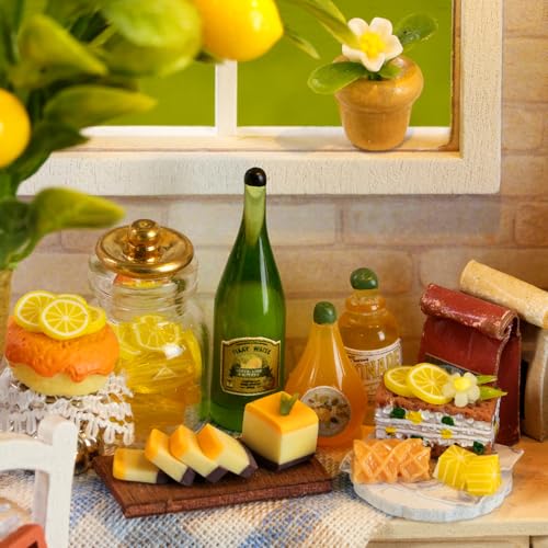 CUTEROOM DIY Miniature House Building Kit for Adults with LED Lights - Realistic Mini Dollhouse Model & Wooden Furniture, Creative Craft Kit for Home Decor Gift- Sunshine Season - style: Sunshine season