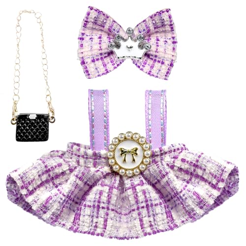 Clothes for LABUBU 17cm Doll (NO Doll),Outfit for LABUBU,Dress and Hairpin Set for LABUBU Dress Up,Accessories for LABUBU - color: Purple