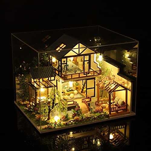 GuDoQi DIY Miniature Dollhouse Kit, Tiny House kit with Music, Miniature House Kit 1:24 Scale, Great Handmade Craft Gift for Birthday Christmas Day, Traditional Courtyard House - color: Traditional Courtyard