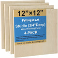 Falling in Art 4 Pack 12x12’’ Unfinished Birch Wood Panels Kit for Painting - size: 12'' x 12'' Studio