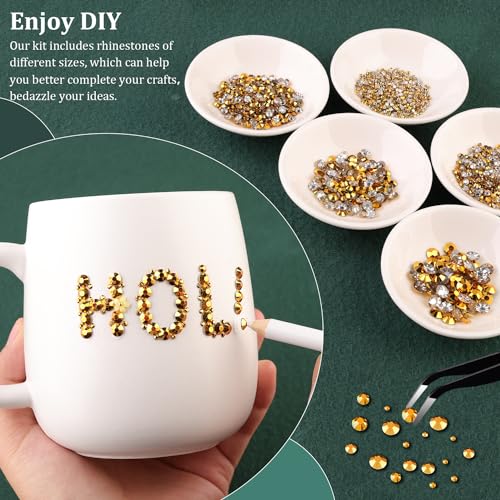 Resin Rhinestones for Crafting with B7000 Jewelry Glue, 2 Boxes Gold Flatback Crystals with 3Pcs 10ml Glue for Bedazzling Crafts DIY Nail Art Makeup，Non Hotfix Gems for Clothing Shoes - color: Copper Gold, size: 2 Small Pack with Glue