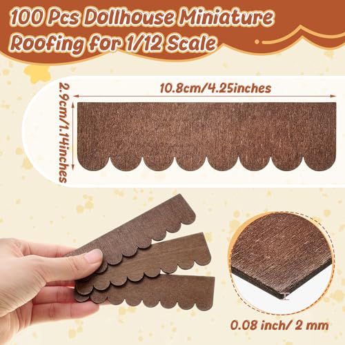 Wenqik 100 Strips Dollhouse Roof Shingles, Brown - color: Brown