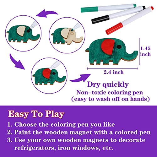 DIY Wooden Magnet 36 Art Craft Supplies Painting Kit for Kids Ages 4-8 8-12