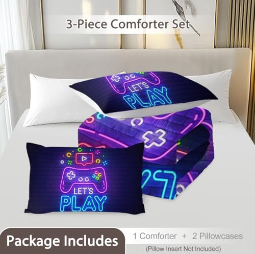 BlessLiving Gaming Comforter Trippy Gamer Comforter Set Queen - color: 20, size: Full/Queen