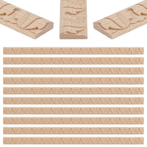 OLYCRAFT 20Pcs 3D Decorative Wood Trim Molding Handmade Carved Unfinished DIY Trims 15.9 Inch Half Wooden Trim Molding Decorative Wood Trims for Home Wall Door Border Ceiling Cabinet Window - style: Handmade Carved