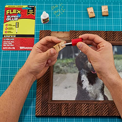 Flex Super Glue Liquid, 10 Gram Brush-On Bottle, 5-Pack, Clear, Instant Bond, Quick Dry, Cyanoacrylate Adhesive, Precision Brush for Wood, Metal, Plastic, Crafts, Ceramic, and Toy Repairs - size: 5-Pack, style: Liquid 10 Gram Brush Top
