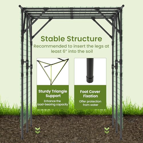 Giantex Outdoor Grape Vine Trellis for Climbing Plants, 79" x 59" x 78" Large Garden Arch with Rustproof PE-Coated Metal Frame & Netting, Tall Archway Pergola for Cucumbers Vegetables Flowers - size: 79"x59"x78"