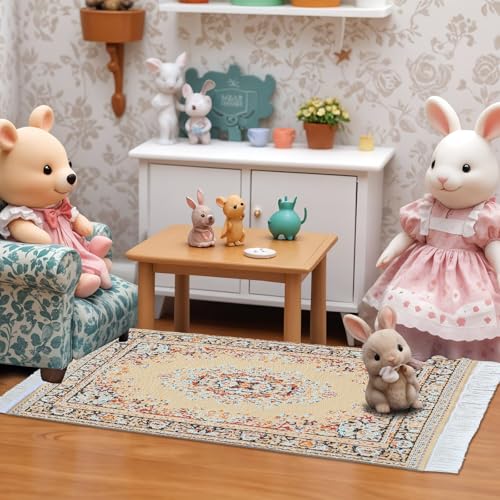 Kifmurase Dollhouse Rug 2Pcs, Miniature Accessories 1:12 Blue, Yellow
