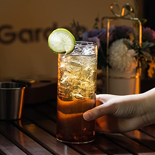 LUXU Drinking Glasses 15.5 oz,4pcThin Highball Glass,Clear Tall Beer Glass - style: 15 OZ
