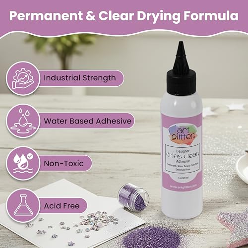 Art Institute Glitter Designer Dries Clear Glue, 4oz with Metal Tip & Pin