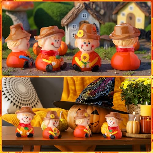 Wesiti 40 Pcs Fall Mini Scarecrow Resin Figurine Fall Miniature Statues - style: Scarecrow