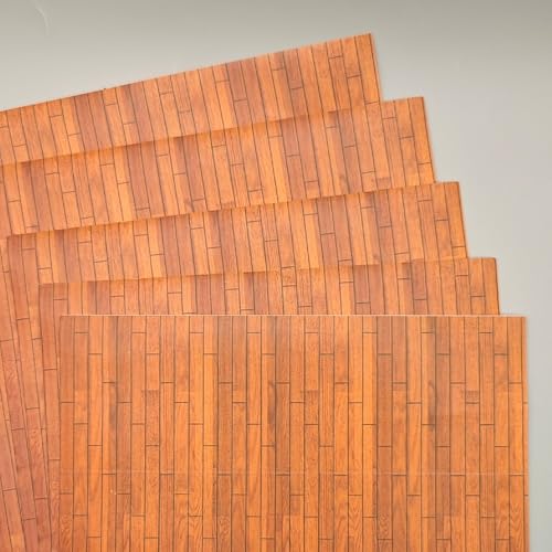 5 Sheets Hobby pre Built Model Boats Self Adhesive Wood Grain Stickers Kits Model Flooring Decals for Miniature Scenes Ship Models DIY Crafts Hobbyists Desktop Decoration