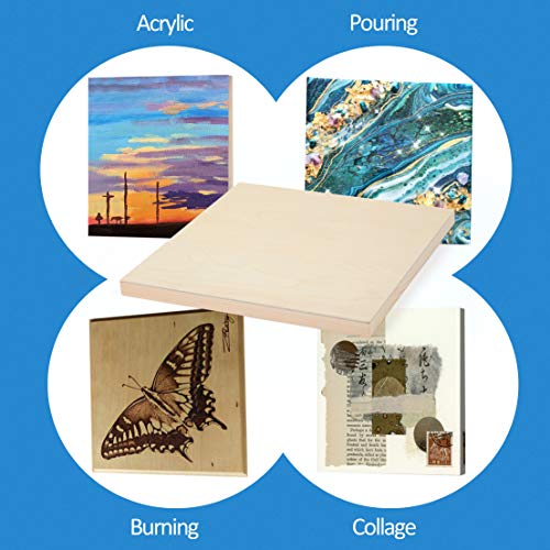 Falling in Art 4 Pack 12x12’’ Unfinished Birch Wood Panels Kit for Painting - size: 12'' x 12'' Studio