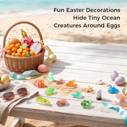 Zerobe Mini Resin Ocean Animals: 60Pcs Tiny Sea Creature Figurine Set - color: Ocean