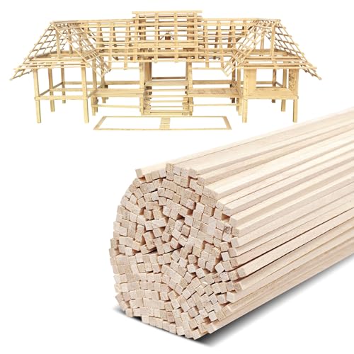 300 Pcs Balsa Wood Sticks 1/8 x 1/8 x 12 Inch balsa Wood Strips Hardwood Square Dowels balsa Wood dowels Unfinished Wooden Strips for Craft DIY Supplies Square Wooden dowels - color: 300 Pcs Balsa Wood Sticks 3mm