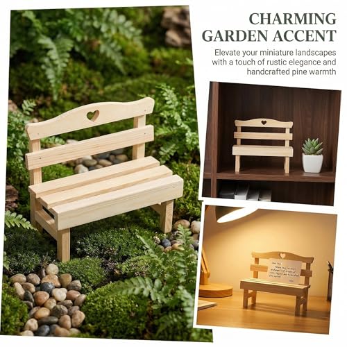 Toyvian Mini Wooden Bench Decorative Pine Photo Prop for Dollhouse Furniture Miniature Garden Bench for Porch Shelf Windowsill Desk and Landscape Display