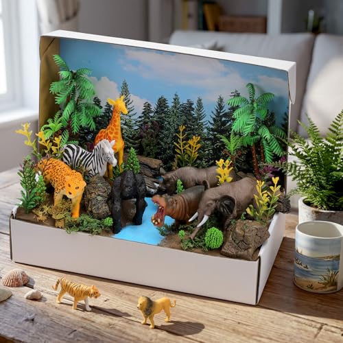 Teyva Daily 48 Pcs Jungle Diorama Kit Habitat Project Box Set - color: Jungle