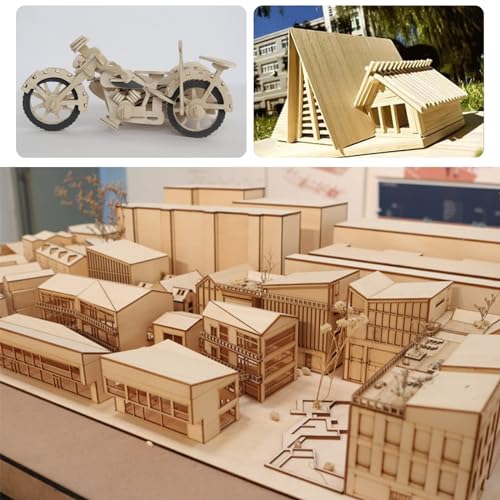 Basswood Sheet 12 Sheets 200x100x1mm Unfinished Balsa Wood - Craft Thin Plywood for DIY Model Building, Airplane Ship Model and Crafts Project Mini Product - Natural Craft Wood