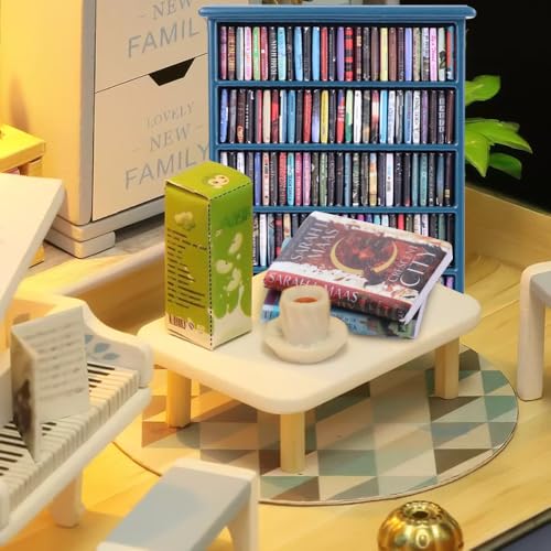 Mini Bookshelf with 180pcs Mini Books Miniature Blue Bookshelf Ornament - style: Mini Books with Blue Bookshelf