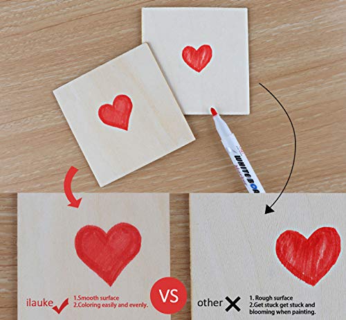 ilauke Wood Squares 4x4 Inch, 50Pcs Unfinished Square Wood Pieces 1/8 Inch - size: 4 x 4 inches