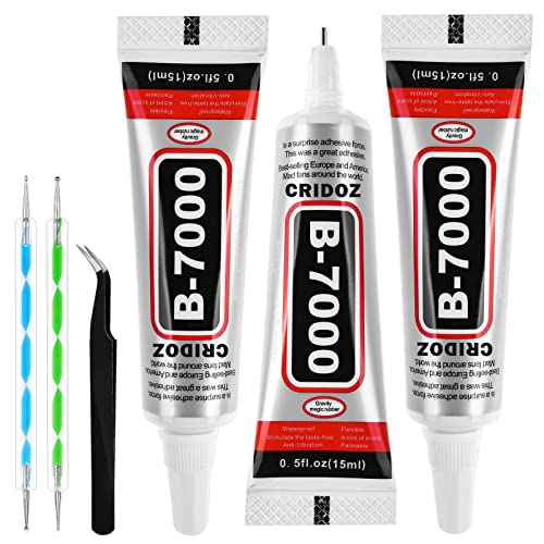 B7000 Rhinestone Glue for Jewelry Making, Clear Craft Glue with Precision Tips Dotting Pens for Metal, Stone, Nail Art, Beading, Wood, Glass - 0.5 fl oz, 3 Packs - size: 3x15ml/0.5 oz
