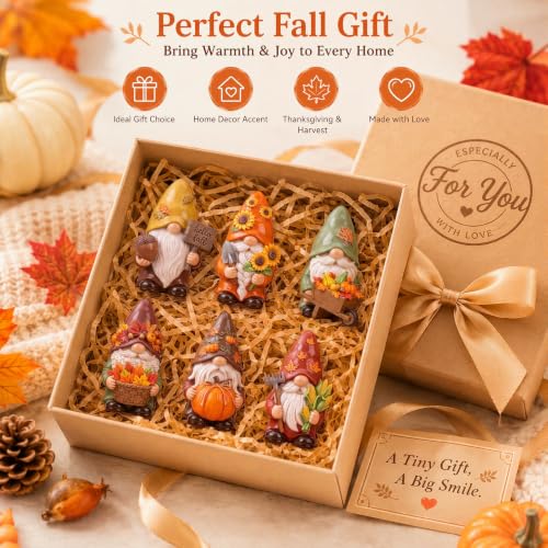 Yaomiao 60 Pcs Mini Fall Harvest Gnomes Figurines Bulk Resin Gnomes Statues - style: Fall Harvest