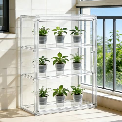 Mini Greenhouse for Indoor, Green House with Magnetic, 14”x10.5”x5.5” - size: 14"x 10.5"x 5.5"