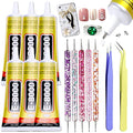 E8000 Clear Super Glue for Jewelry Making, 6 X 15ML E-8000 B7000 Glue Rhinestone Metal Fabric Glue, Adhesive Glue for Phones Repair Jewelry Bead Wood Crafts with Dotting Pens and Tweezers - color: 6pcs x 15ml Clear Super Gel