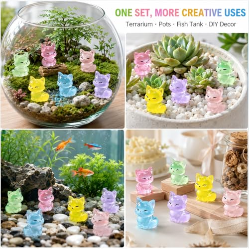 Glow in The Dark Fox Figurines for Fairy Garden - color: Purple Fox