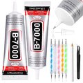 B7000 Adhesive Rhinestones Glue for Crafts, 2PCS 110ml / 3.7 fl oz with 5 Dotting Pen Tool, Wax Pencil and Tweezer, Jewelry Glue for DIY Craft, Makeup, Shoes, Jewelry Making, Nail Art - color: 2 PCS × 110ml Each