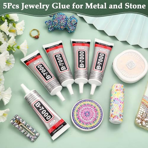 B7000 Glue Clear with Precision Tip for Rhinestones, 5Pcs 50mL/1.68 fl oz - color: 5Pcs, 1.68fl.oz (50mL)