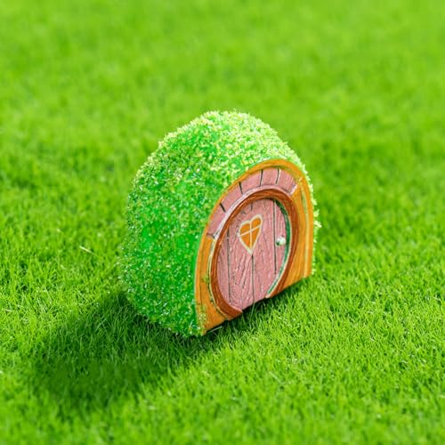 Set of 4 Flocked Miniature Fairy Garden House Accessories, Mini Resin Gnome Elf House Figurines for DIY Micro Landscape Decor Outdoor Bonsai, Terrarium, Planter Flower Pot Ornaments - color: Gnome House