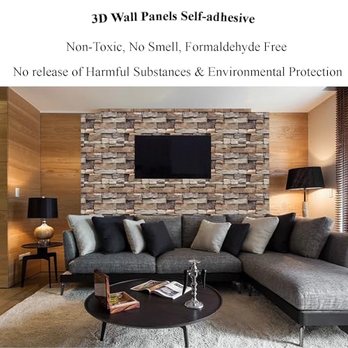 3D Wall Panels Peel and Stick, 10PCS Self-Adhesive Brick Wallpaper