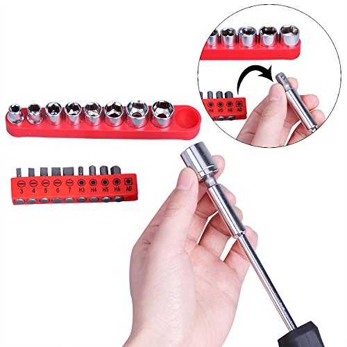 CARTMAN 148-Piece Household Tool Set, Red Tool Kit with Plastic Toolbox - color: Red