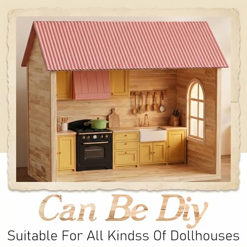 9 Pcs Miniature Dollhouse Wallpaper 8.27 × 11.69 InchSelf Adhesive Flooring Peel Stick Natural Wood Striated Paper Decorative Mini DIYDollhouse Accessories for Vinyl Cabinets