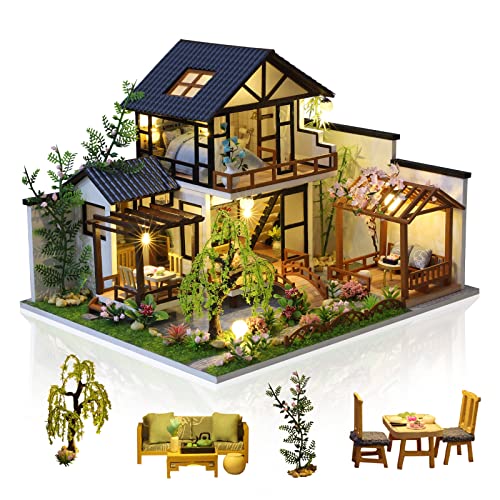 GuDoQi DIY Miniature Dollhouse Kit, Tiny House kit with Music, Miniature House Kit 1:24 Scale, Great Handmade Craft Gift for Birthday Christmas Day, Traditional Courtyard House - color: Traditional Courtyard