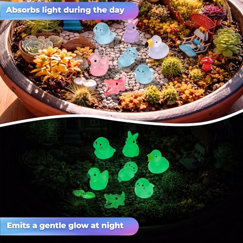 Marsrut 100Pcs Luminous Mini Resin Animals Bulk, 10 Random Styles Glow in the Dark Tiny Figurines Set, Small Little Charms for Fairy Garden, Miniature Dollhouse, Home, Office, Party Favor & DIY Decor