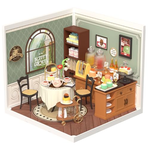 Rolife DIY Miniature Plastic House Building Set Toys Playset with LED Suitable for Mini Figures Construction Toys Diorama Kit Gifts for Teens Adults (Sweet Sips Tea) - style: Sweet Sips Tea