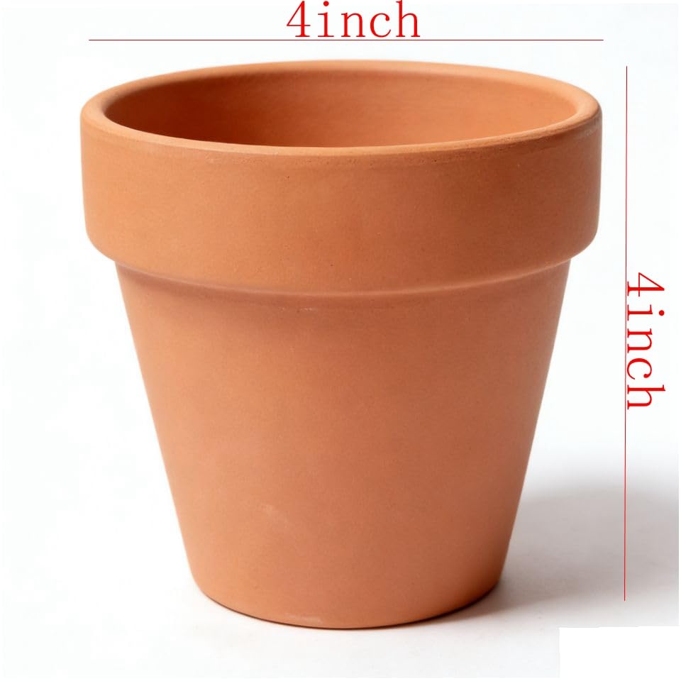 Terracotta Clay Pots with Drainage Holes, 4 Inch, Pack of 24, for Succulents, Plants, and DIY Crafts - color: 4-inch Red