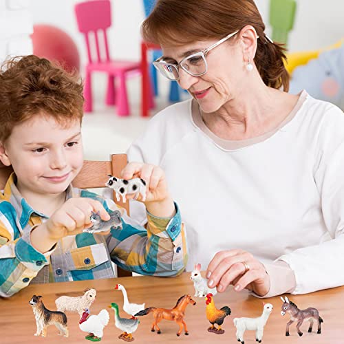 SIENON 12Pack Realistic Mini Farm Animals Figures Toys for Kids - size: 12 Pieces Medium Size Farm Animals