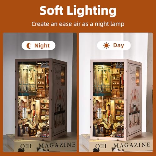 fifijoy Book Nook Kit - DIY Miniature House Dollhouse Kit for Adults and Teens, Booknook Tiny House Bookshelf Decor 3D Wooden Puzzle, Gifts for Family Friends (Sewing Room) - color: Sewing Room