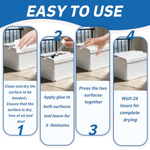 4OZ Foam Glue with Brush,High Strength Clear Foam Adhesive for EVA Sponge Rubber Pearl Cotton Plastic Sheets,Waterproof Glue for DIY Crafts Model Making Home Repairs