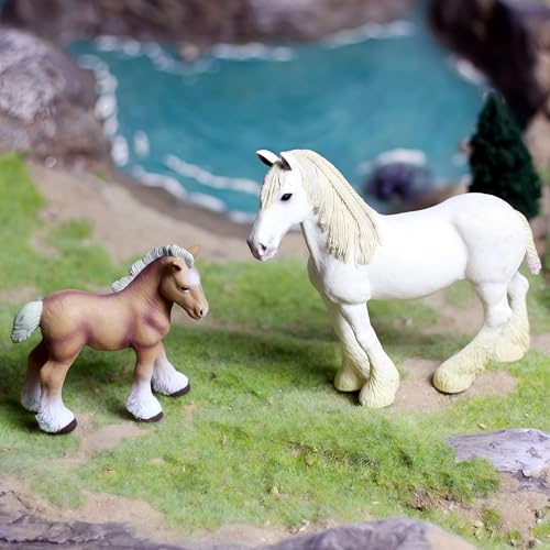 Gemini&Genius Horses Toys for Kids, Farm Horse with Cub Farm Animal Playset - color: A-white Mare and Pony